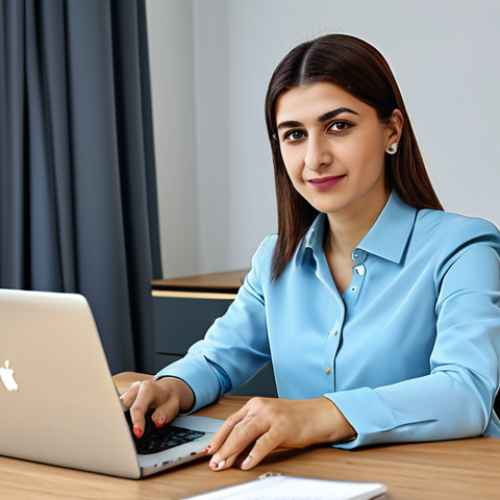 **

"A professional Turkish woman, fully clothed in a stylish business casual outfit appropriate for an Istanbul office, sitting at her desk, working on a laptop, bright modern office background, safe for work, appropriate content, perfect anatomy, correct proportions, natural pose, well-formed hands, proper finger count, natural body proportions, professional, modest, family-friendly."

**