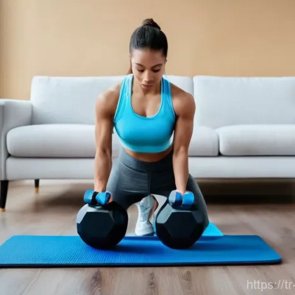 홈트 바벨 운동 - **Prompt:** A young adult, gender-neutral, wearing comfortable and appropriate athletic wear (such a...