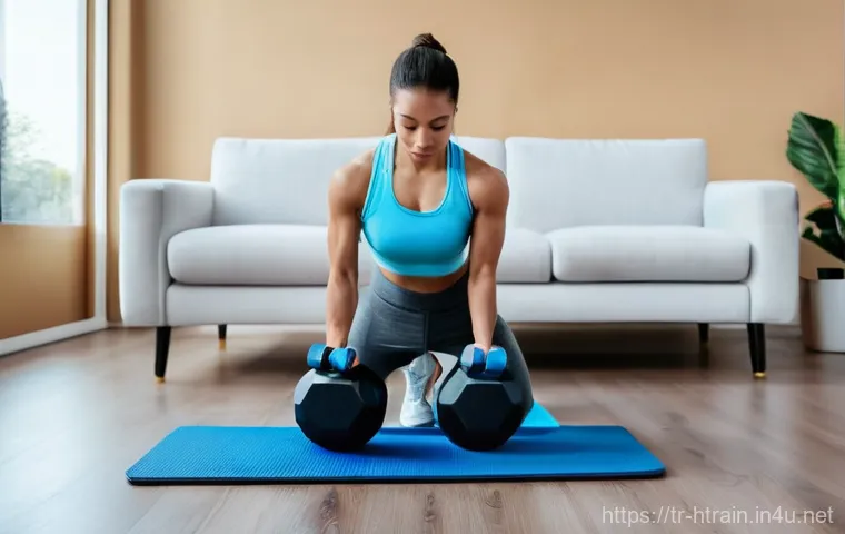 홈트 바벨 운동 - **Prompt:** A young adult, gender-neutral, wearing comfortable and appropriate athletic wear (such a...