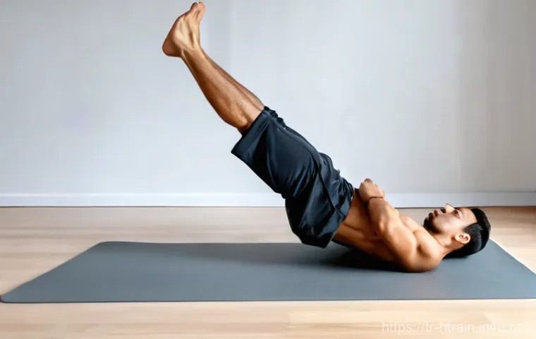 홈트 운동을 꾸준히 지속하기 - **Focused Effort with Digital Guidance:** A person of indeterminate gender, approximately 20-30 year... 홈트 운동을 꾸준히 지속하기 - **Focused Effort with Digital Guidance:** A person of indeterminate gender, approximately 20-30 year...