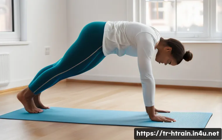 홈트 운동 후 피로 회복법 - **Image Prompt: Gentle Active Recovery and Stretching**
A healthy young adult, with a diverse ap...